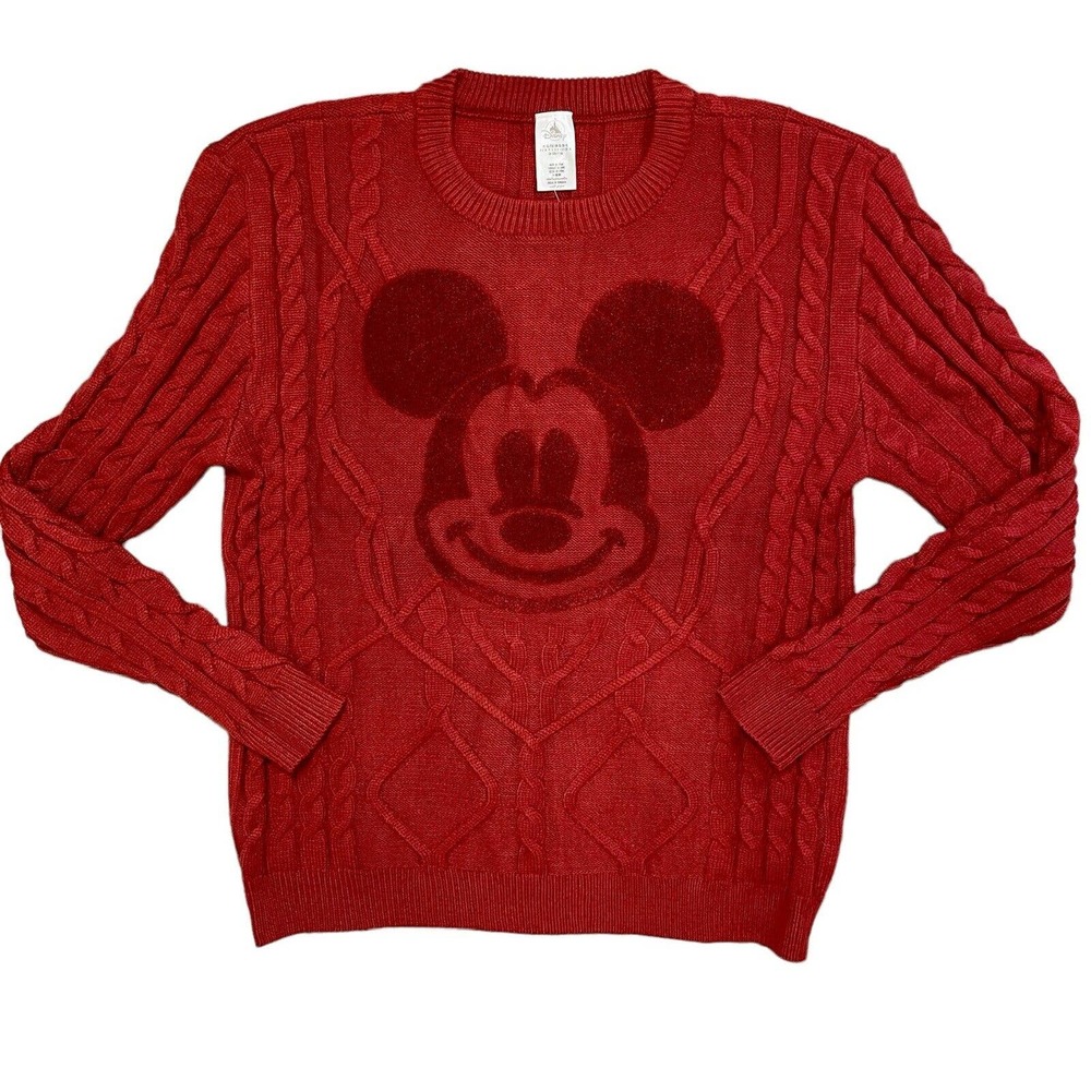 Disney Parks NWT Mickey Mouse Pullover Cable Knit Sweater Size XL